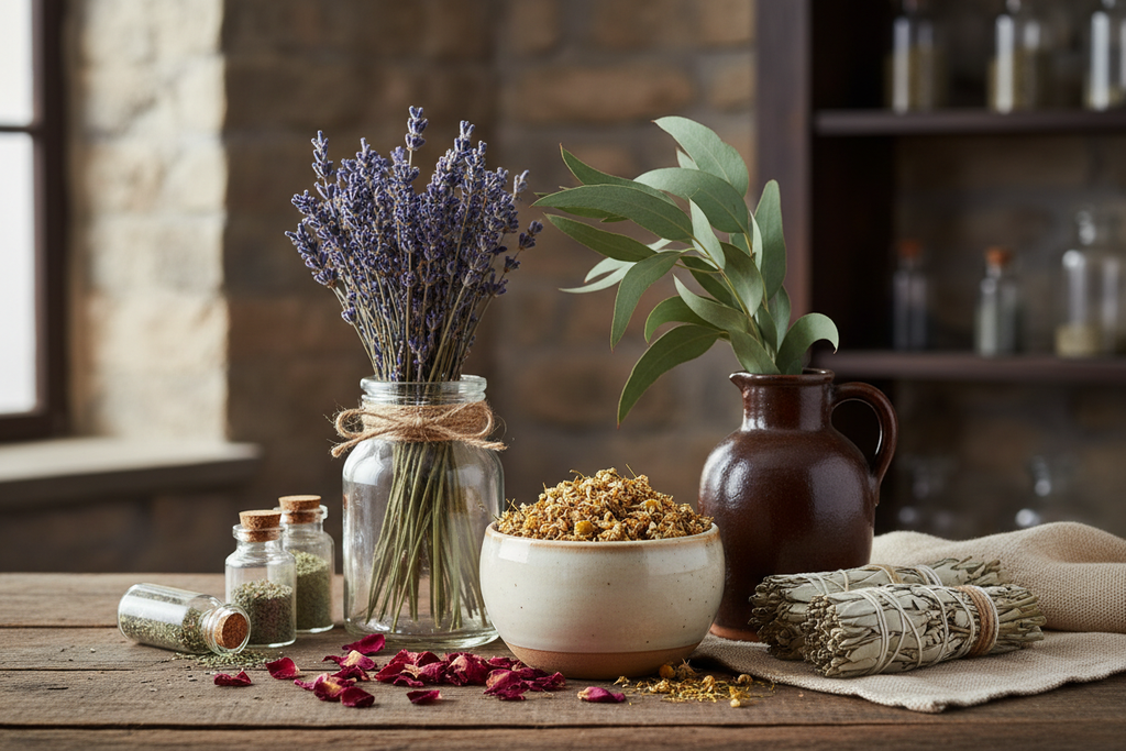 Apothecary herbs and dried flowers